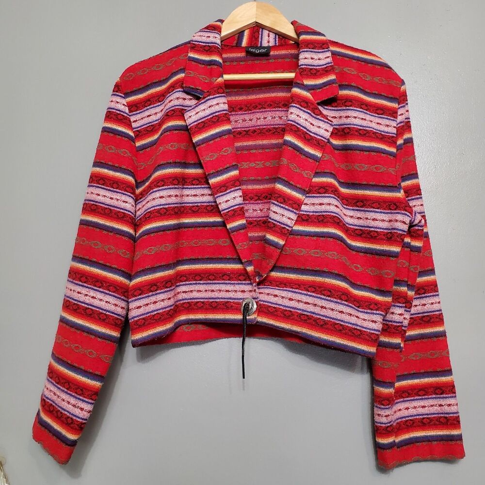 Vintage Leger Cropped Jacket Southwest Aztec Indian Blanket Concho Altered READ